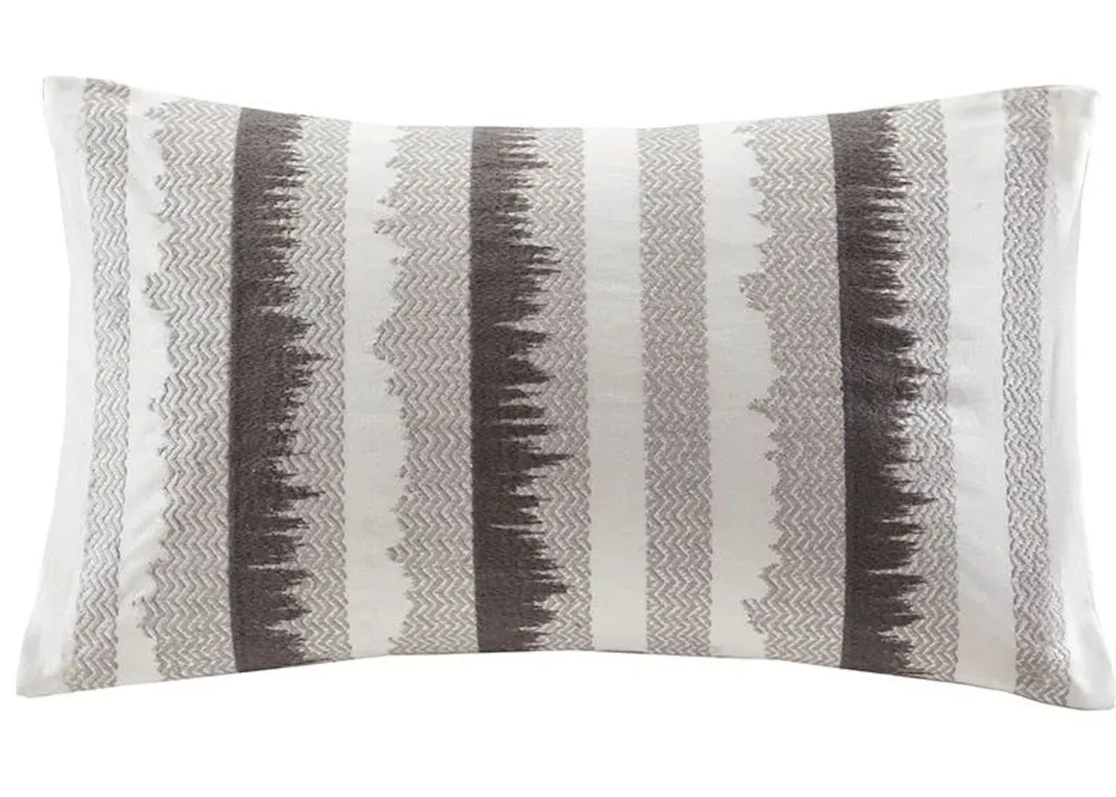 Olliix by INK+IVY Grey Chet Embroidered Cotton Oblong Pillow