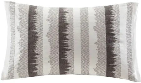 Olliix by INK+IVY Grey Chet Embroidered Cotton Oblong Pillow