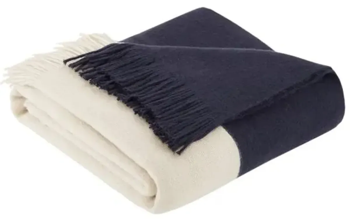 Olliix by INK+IVY Stockholm Navy 50" x 60" Color Block Faux Cashmere Throw