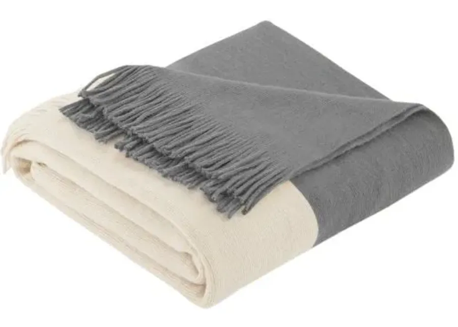 Olliix by INK+IVY Stockholm Grey 50" x 60" Color Block Faux Cashmere Throw