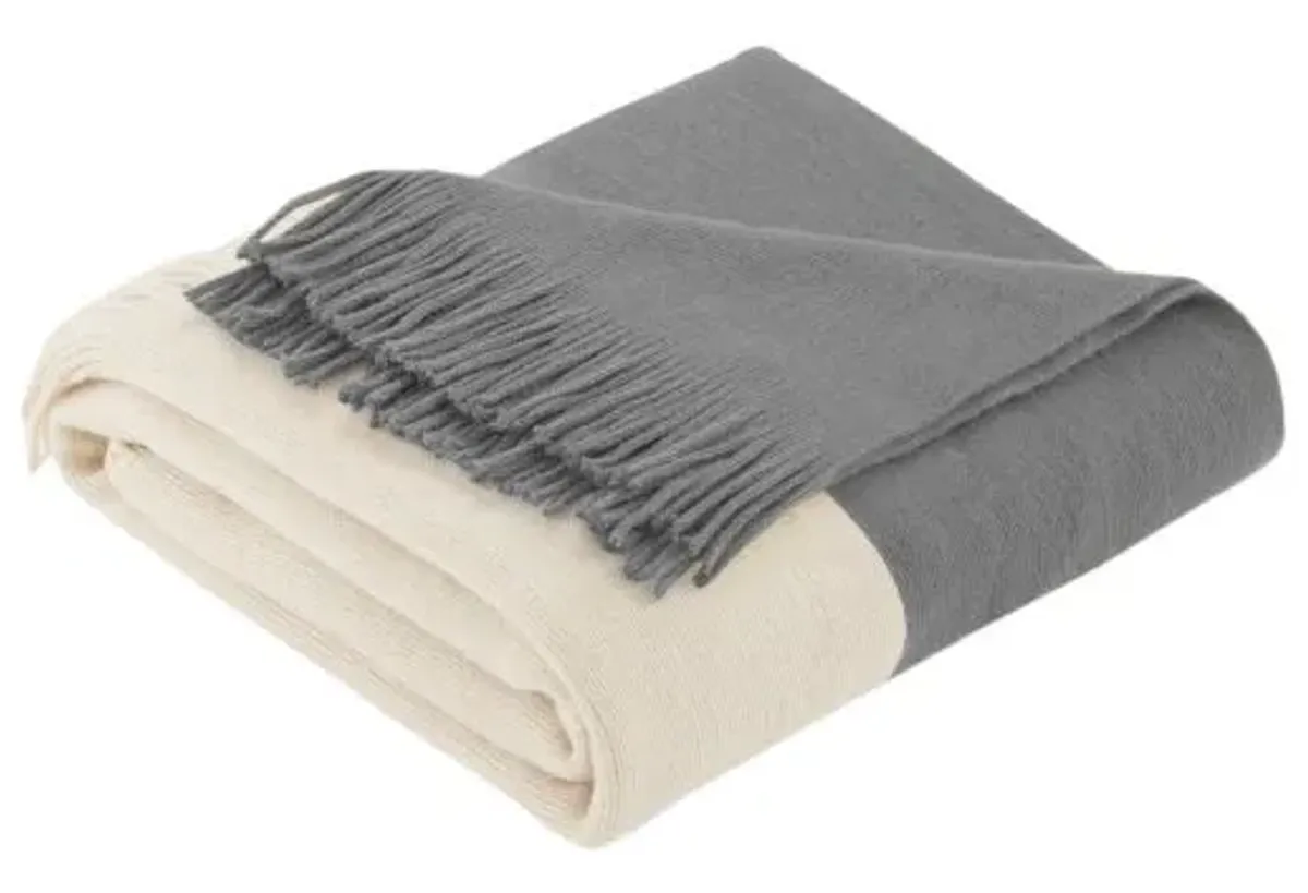 Olliix by INK+IVY Stockholm Grey 50" x 60" Color Block Faux Cashmere Throw