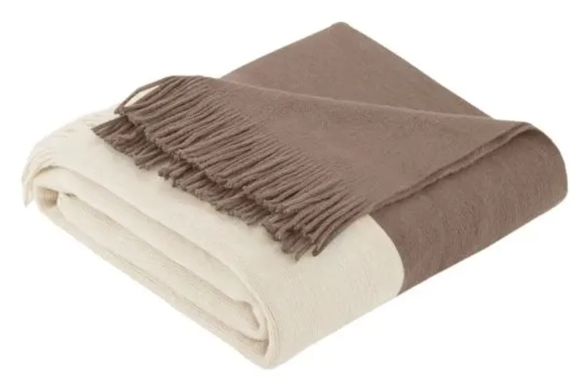 Olliix by INK+IVY Stockholm Taupe 50" x 60" Color Block Faux Cashmere Throw