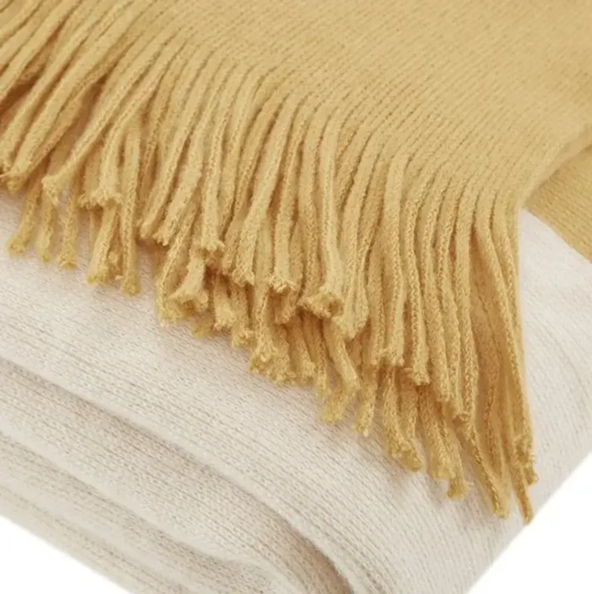 Olliix by INK+IVY Stockholm Yellow Color Block Faux Cashmere Throw