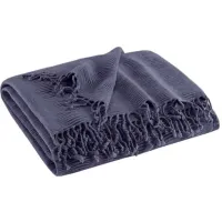 Olliix by INK+IVY Reeve Navy 50" x 60" Ruched Throw