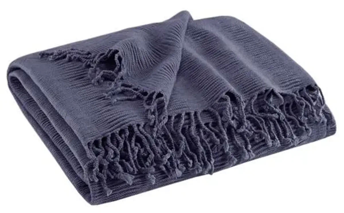 Olliix by INK+IVY Reeve Navy 50" x 60" Ruched Throw