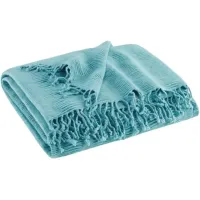 Olliix by INK+IVY Reeve Aqua 50" x 60" Ruched Throw
