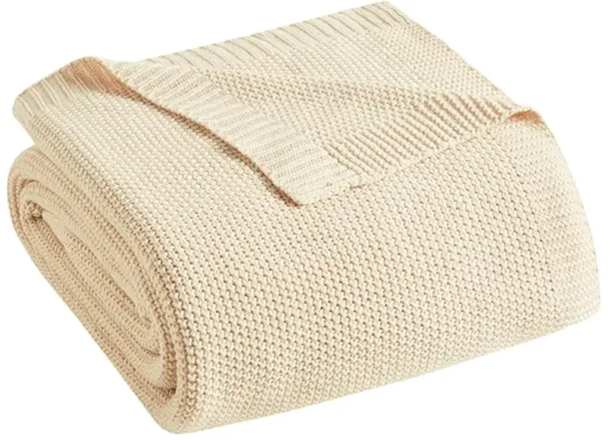 Olliix by INK+IVY Bree Knit Ivory 50" x 60" Throw