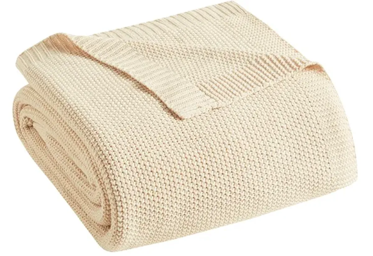 Olliix by INK+IVY Bree Knit Ivory 50" x 60" Throw