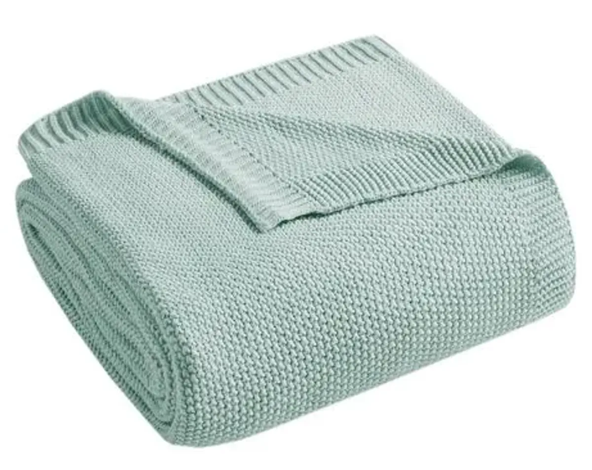 Olliix by INK+IVY Bree Knit Aqua 50" x 60" Throw