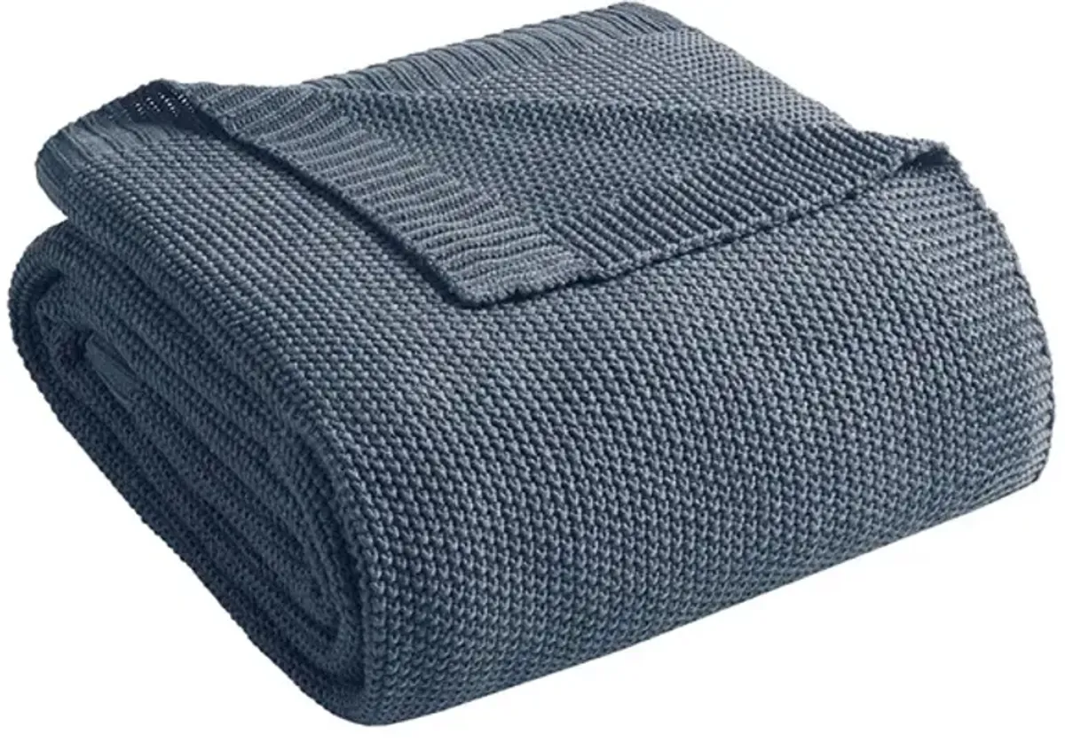 Olliix by INK+IVY Bree Knit Indigo Twin Blanket