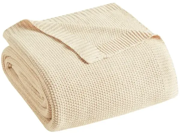 Olliix by INK+IVY Bree Knit Ivory Twin Blanket