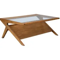 Olliix by INK+IVY Pecan Rocket Coffee Table with Tempered Glass