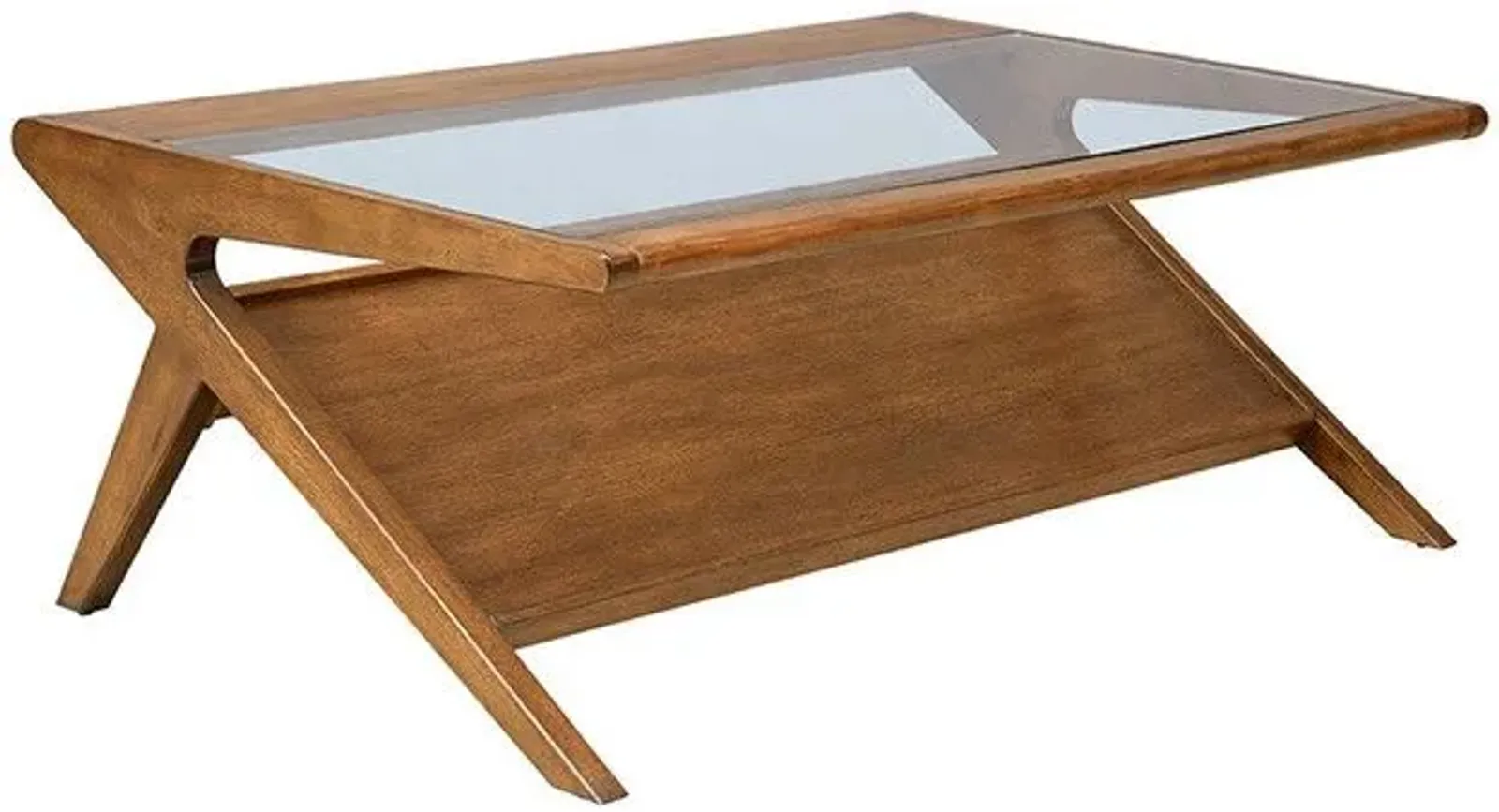 Olliix by INK+IVY Pecan Rocket Coffee Table with Tempered Glass