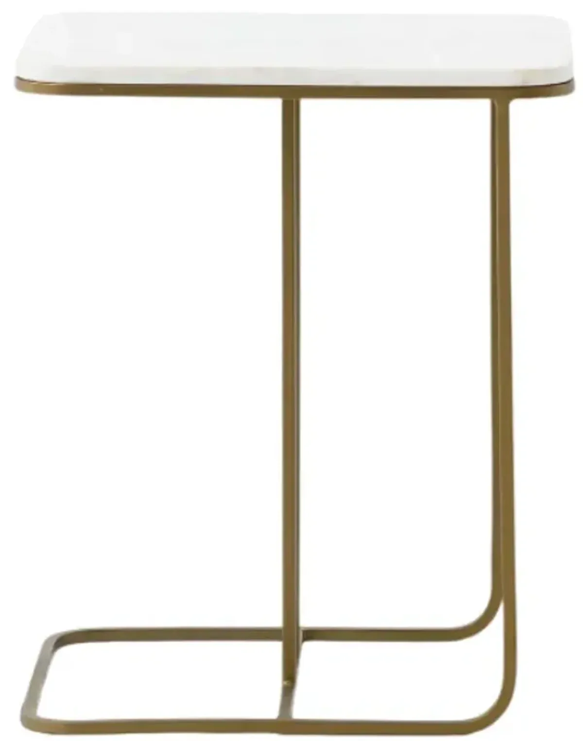Four Hands Adalley Polished White C Table with Matte Brass Base