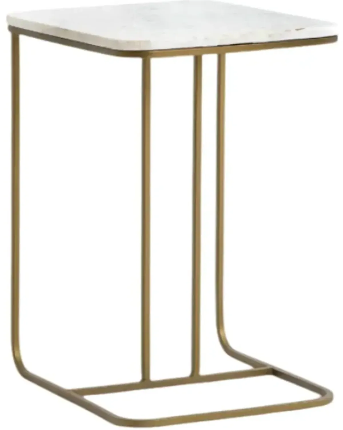 Four Hands Adalley Polished White C Table with Matte Brass Base