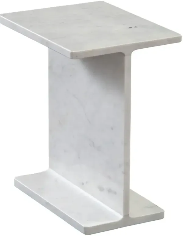 Steve Silver Co. Irma I-Beam Banswara White End Table