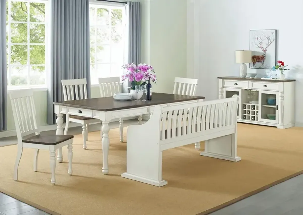 Steve Silver Co. Joanna 6-Piece Ivory/Charcoal Dining Table Set