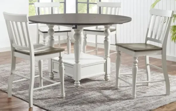Steve Silver Co. Joanna 9-Piece Dark Oak/Ivory Round Counter Table Set