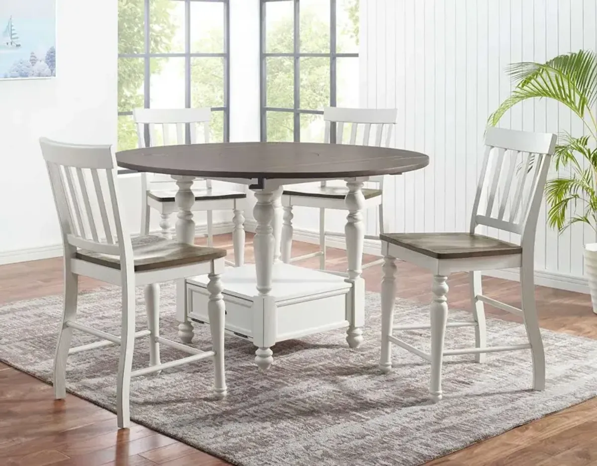 Steve Silver Co. Joanna 5-Piece Ivory/Mocha Round Counter Height Dining Set