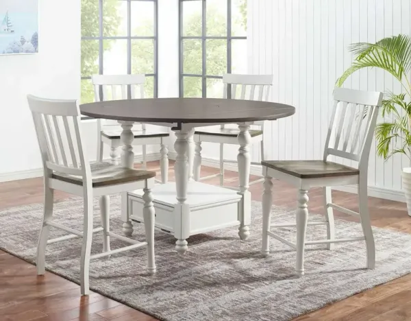 Steve Silver Co. Joanna 5-Piece Ivory/Mocha Round Counter Height Dining Set