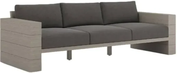 Four Hands Leroy Charcoal/Weathered Gray Fabric/Wooden Outdoor Sofa