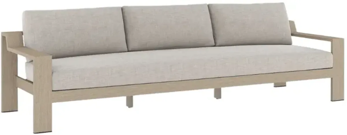 Four Hands Monterey Stone Gray/Washed Brown Fabric/Wooden Outdoor Sofa