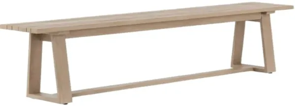 Four Hands Atherton Washed Brown Wooden Outdoor Dining Bench