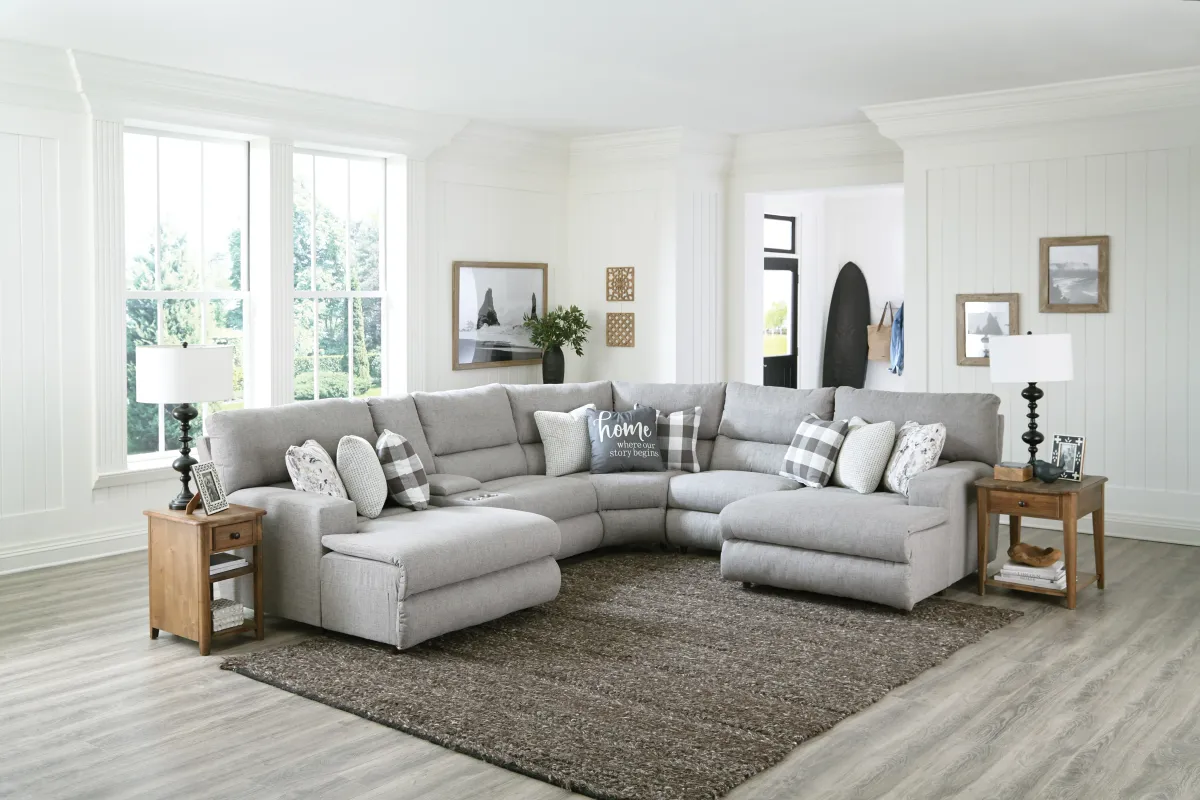 iAmerica Dunham Grey Power Chaise Reclining Sectional