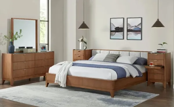 Davis Home 3-Piece Brown King Upholstered Panel Bedroom Set