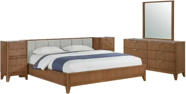 Davis Home 3-Piece Brown King Upholstered Panel Bedroom Set