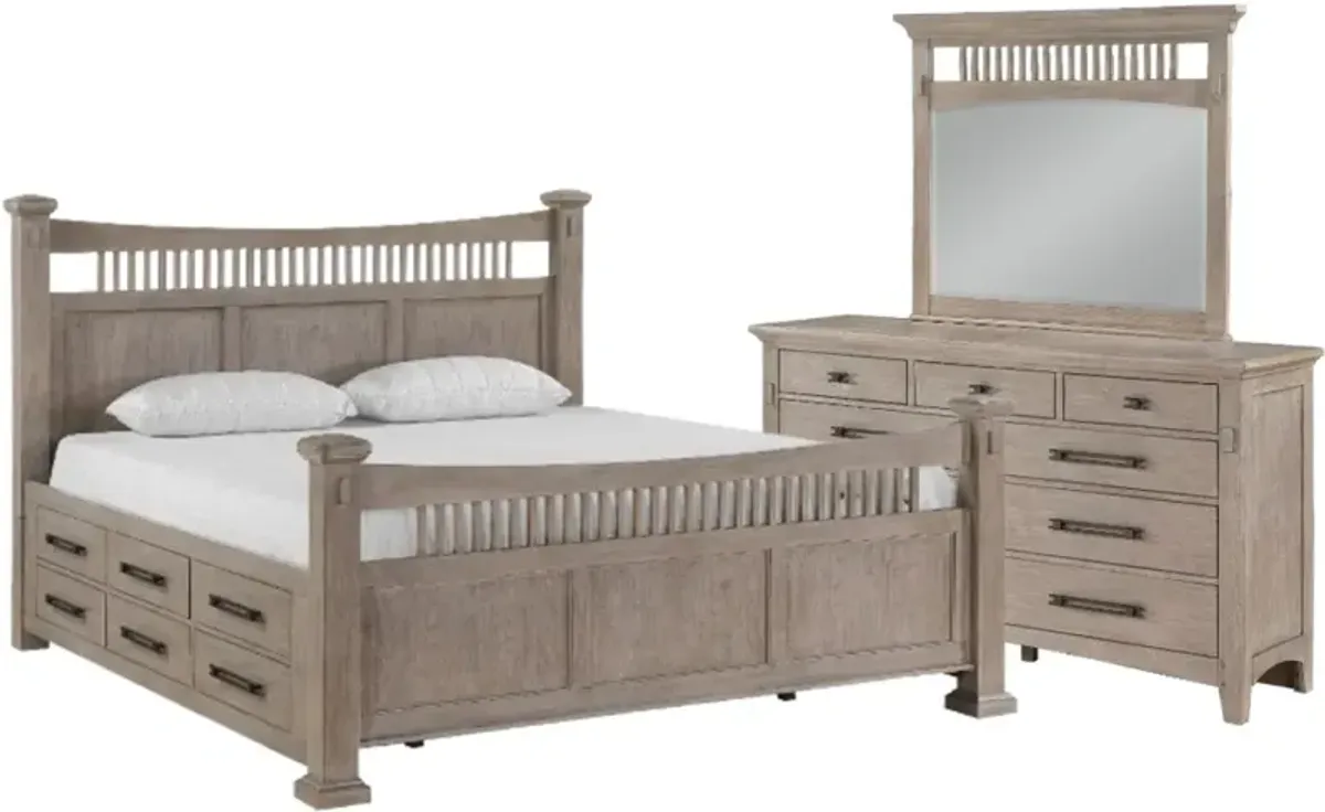 Holland House Captain's Oak 3-Piece Brown Queen Storage Bedroom Set