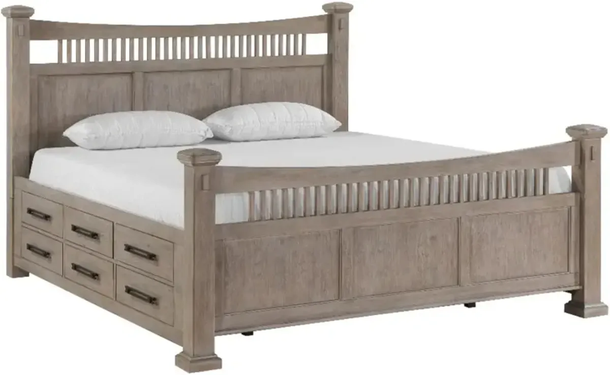 Holland House Captain's Oak Brown Queen Storage Panel Bed