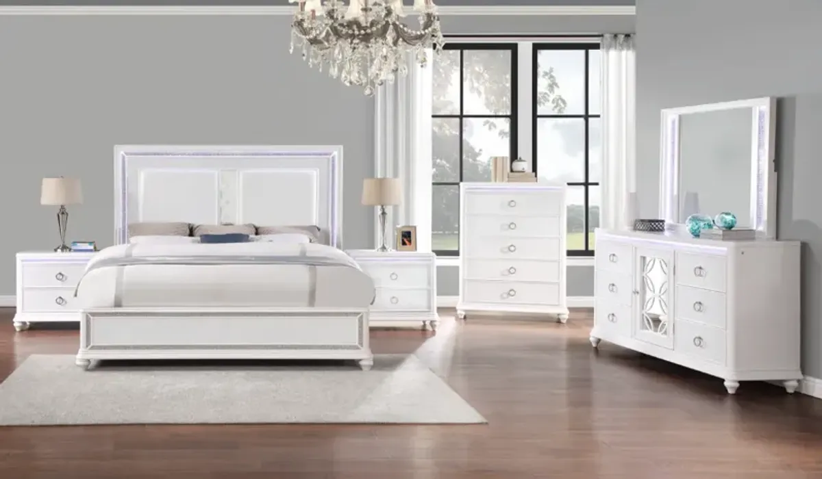 Holland House Glamour White 3pc King Panel Bedroom