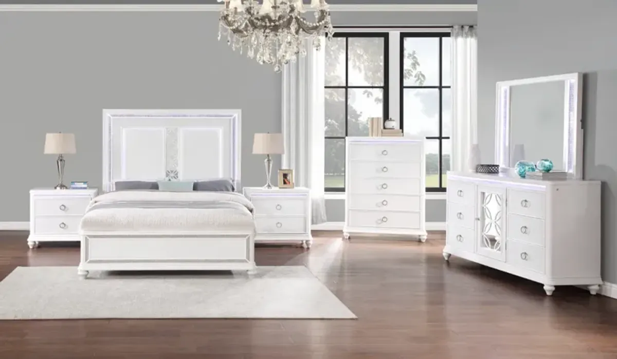 Holland House Glamour White 3pc Queen Panel Bedroom