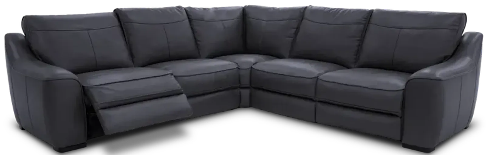 iPower 5pc Navy Leather Power Reclining Sectional 