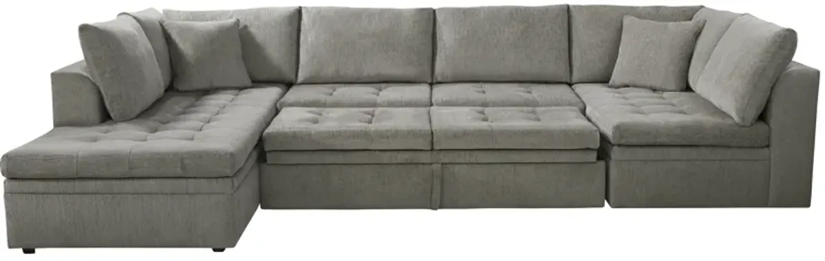 Cindy Crawford Home Cosmo Chaise Sectional with Pop-up Trundle
