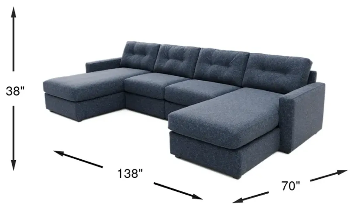 Drew & Jonathan Home ModularOne New Horizon 4-Piece Indigo Modular Chaise Sectional