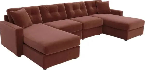 Drew & Jonathan Home ModularOne New Horizon 4-Piece Merlot Modular Chaise Sectional