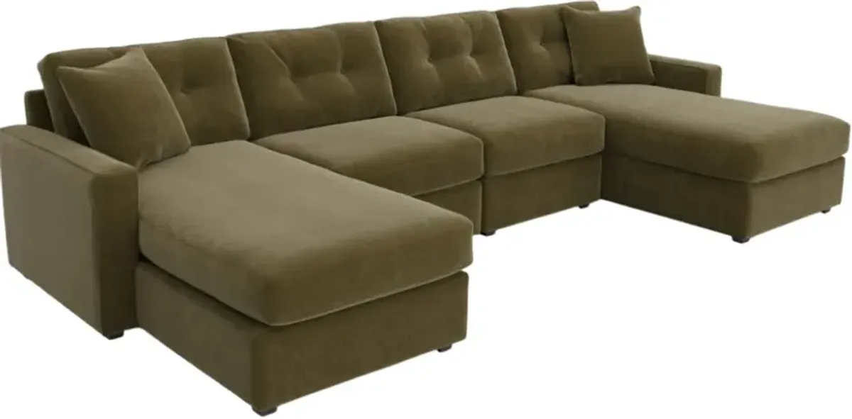 Drew & Jonathan Home ModularOne New Horizon 4-Piece Moss Modular Chaise Sectional