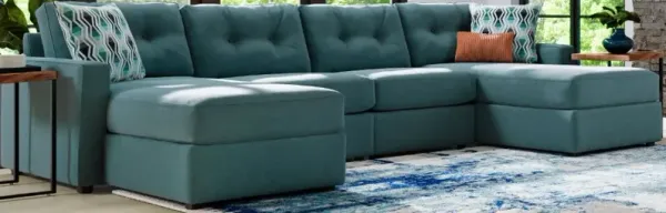 Drew & Jonathan Home ModularOne New Horizon 4-Piece Teal Modular Chaise Sectional