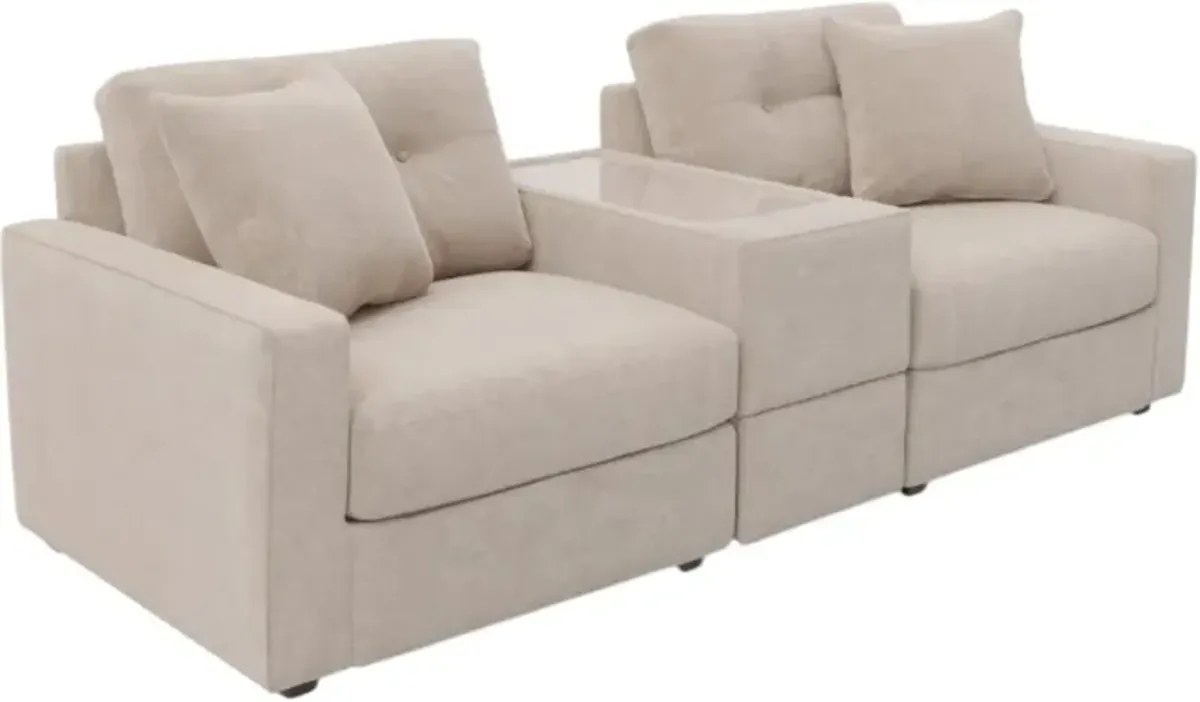 Drew & Jonathan Home ModularOne New Horizon 3-Piece Beige Modular Sectional with Console