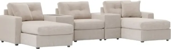Drew & Jonathan Home ModularOne New Horizon 5-Piece Beige Modular Chaise Sectional with Console