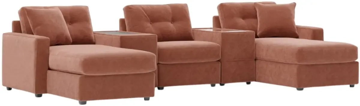 Drew & Jonathan Home ModularOne New Horizon 5-Piece Copper Modular Chaise Sectional with Console