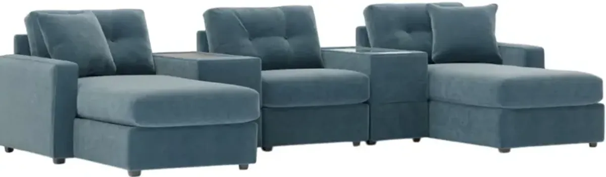 Drew & Jonathan Home ModularOne New Horizon 5-Piece Teal Modular Chaise Sectional with Console