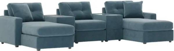 Drew & Jonathan Home ModularOne New Horizon 5-Piece Teal Modular Chaise Sectional with Console