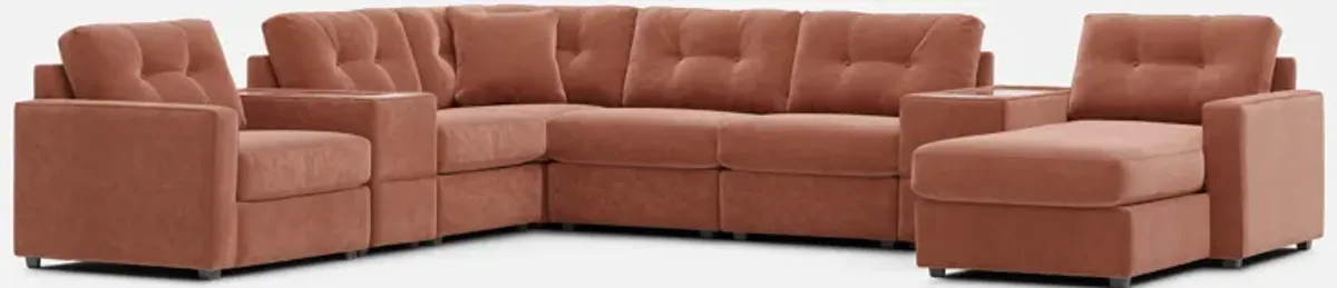 Drew & Jonathan Home ModularOne New Horizon 8-Piece Copper Modular Chaise Sectional with Console