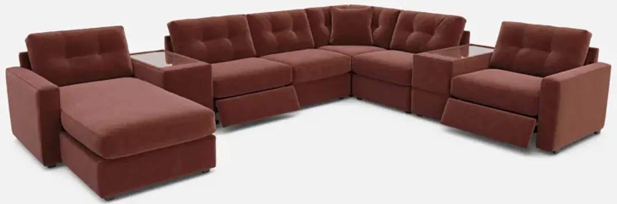 Drew & Jonathan Home ModularOne New Horizon 8-Piece Merlot Modular Chaise Sectional with Console