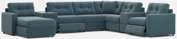 Drew & Jonathan Home ModularOne New Horizon 8-Piece Teal Modular Chaise Sectional with Console