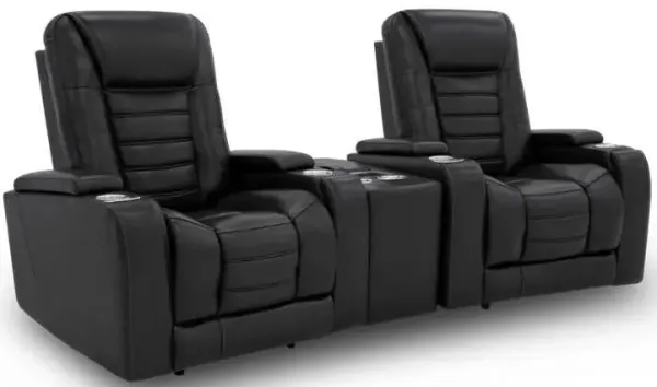 iPowr Black Leather 3pc Triple Power Zero Gravity, Lay-Flat Home Theater Set