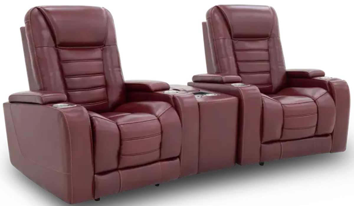 iPowr Red Leather 3pc Triple Power Zero Gravity, Lay-Flat Home Theater Set